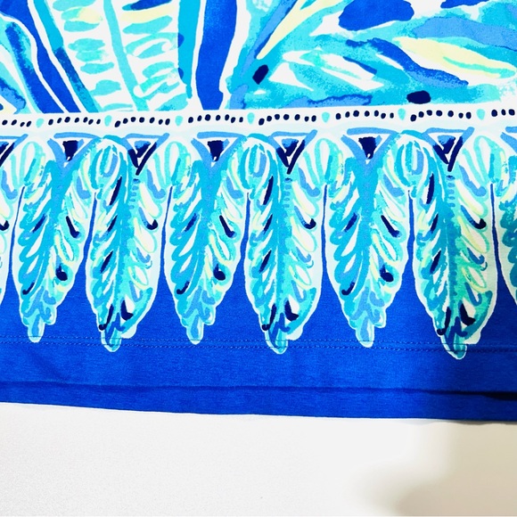 Lilly Pulitzer Sophie Ruffle Dress UPF 50+ Palm Passage Print Beckon Blue Size S - Picture 9 of 11